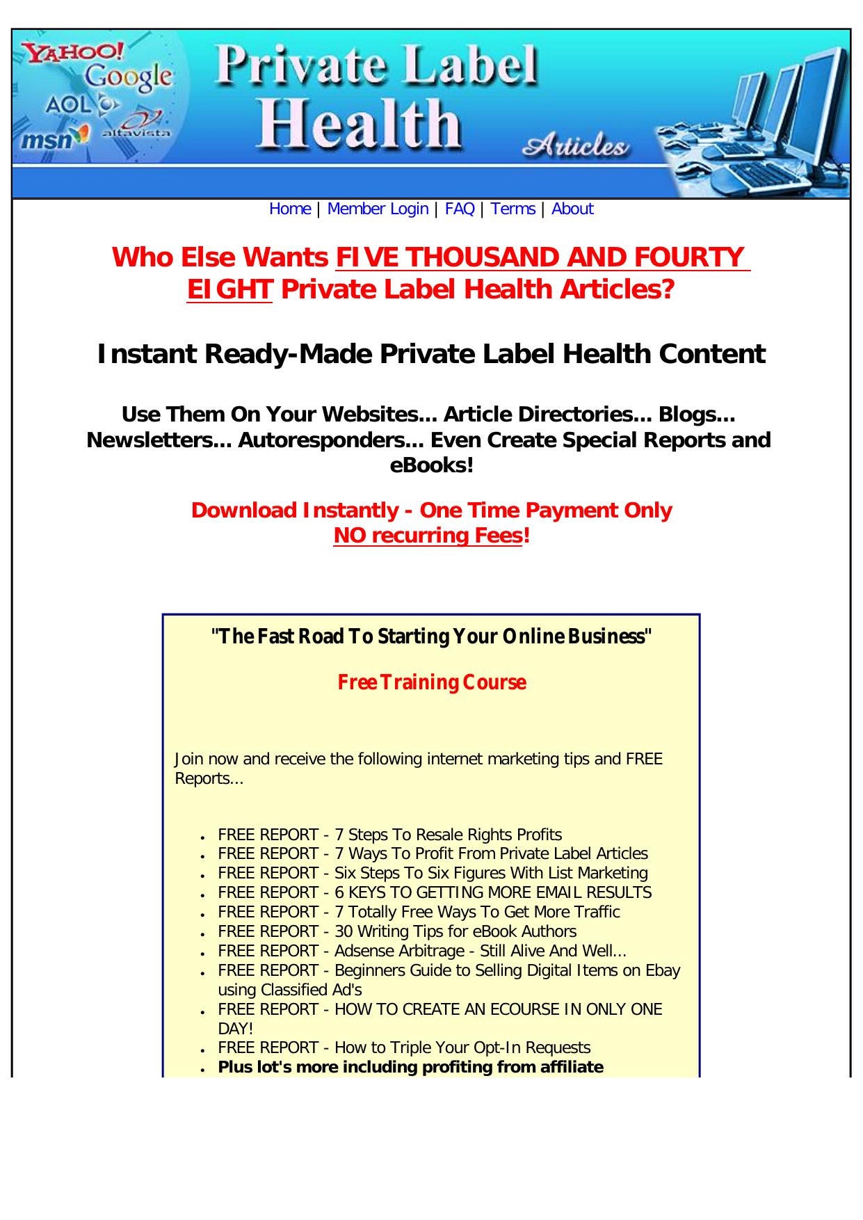 Private Label Health Articles. by Best of Kuszter's Collection