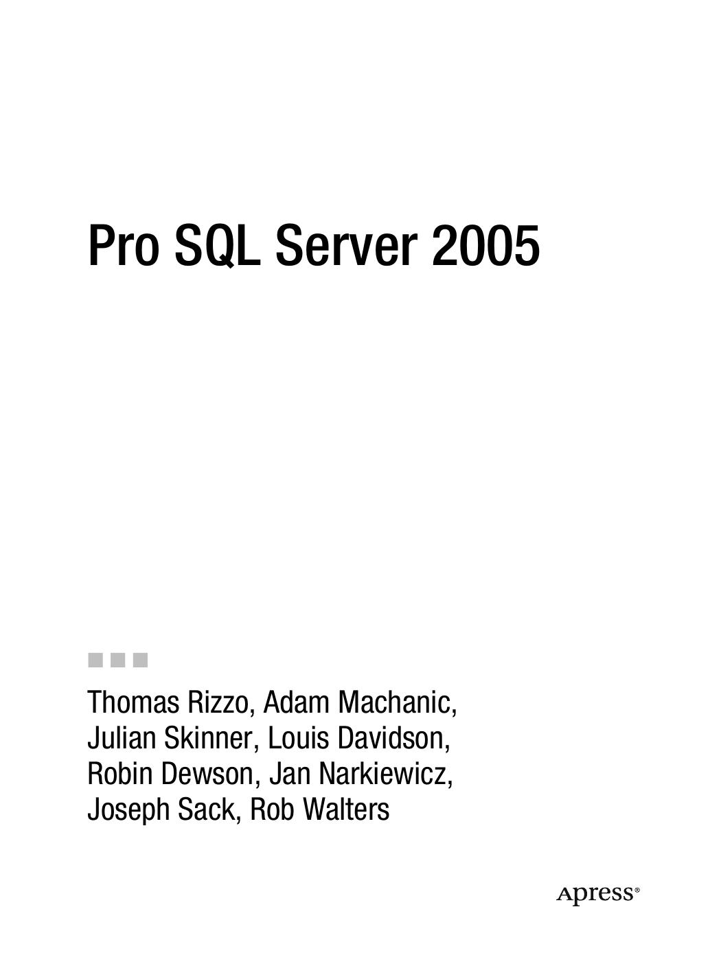 Pro SQL Server 2005 by unknow