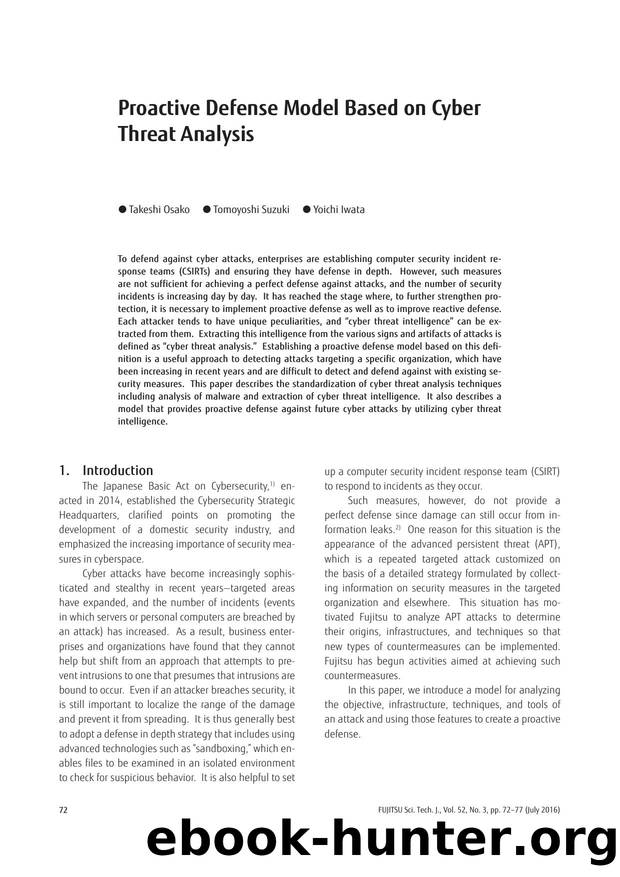 Proactive Defense Model Based on Cyber Threat Analysis by FSTJ Editorial Office & Fujitsu Ltd