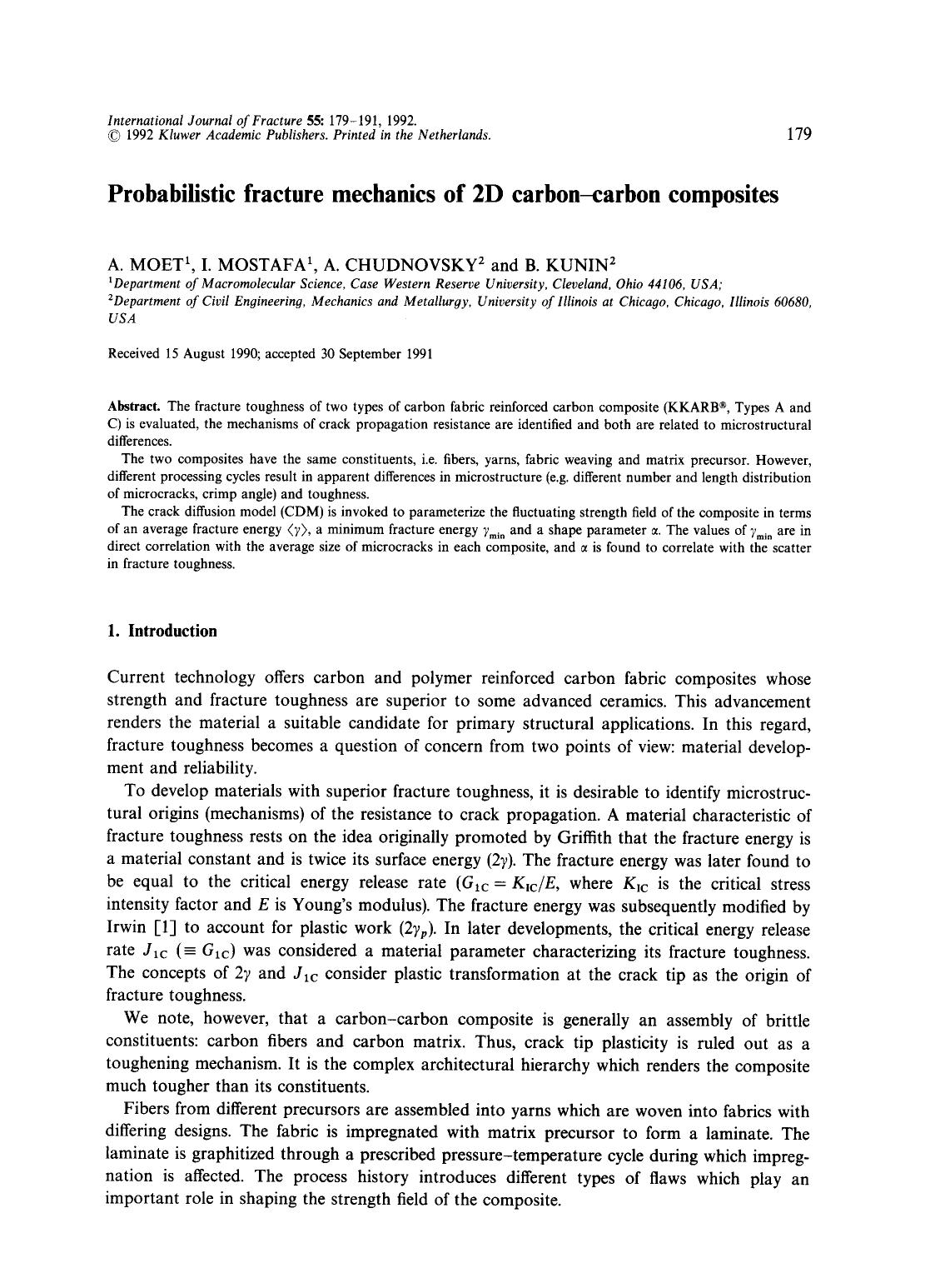 Probabilistic fracture mechanics of 2D carbon-carbon composites by Unknown