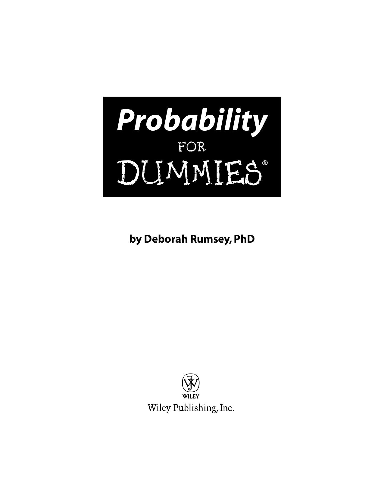 Probability For Dummies (For Dummies (Math & Science)) by Deborah Ph.D. Rumsey