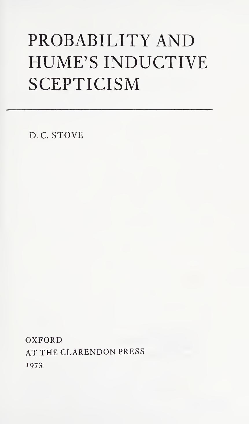 Probability and Humes Inductive Scepticism by David C. Stove