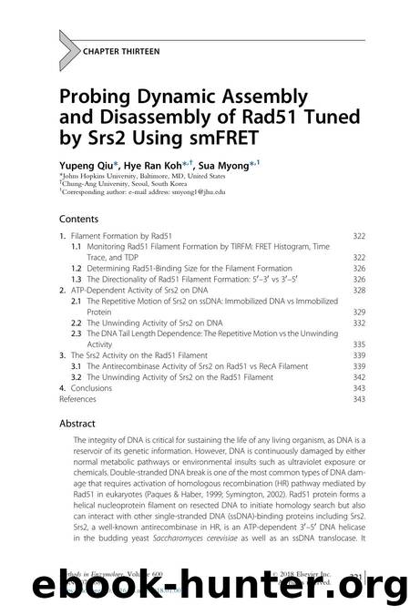Probing Dynamic Assembly and Disassembly of Rad51 Tuned by Srs2 Using smFRET by Yupeng Qiu & Hye Ran Koh & Sua Myong