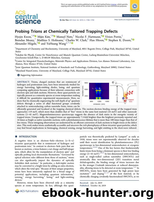 Probing Trions at Chemically Tailored Trapping Defects by unknow