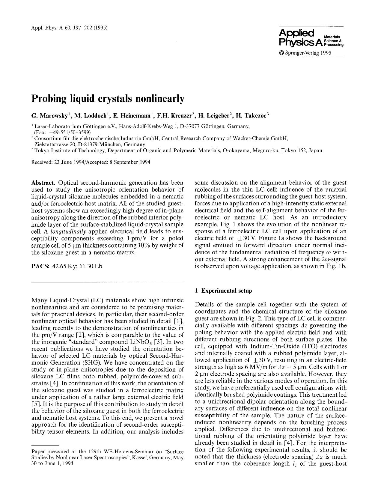 Probing liquid crystals nonlinearly by Unknown