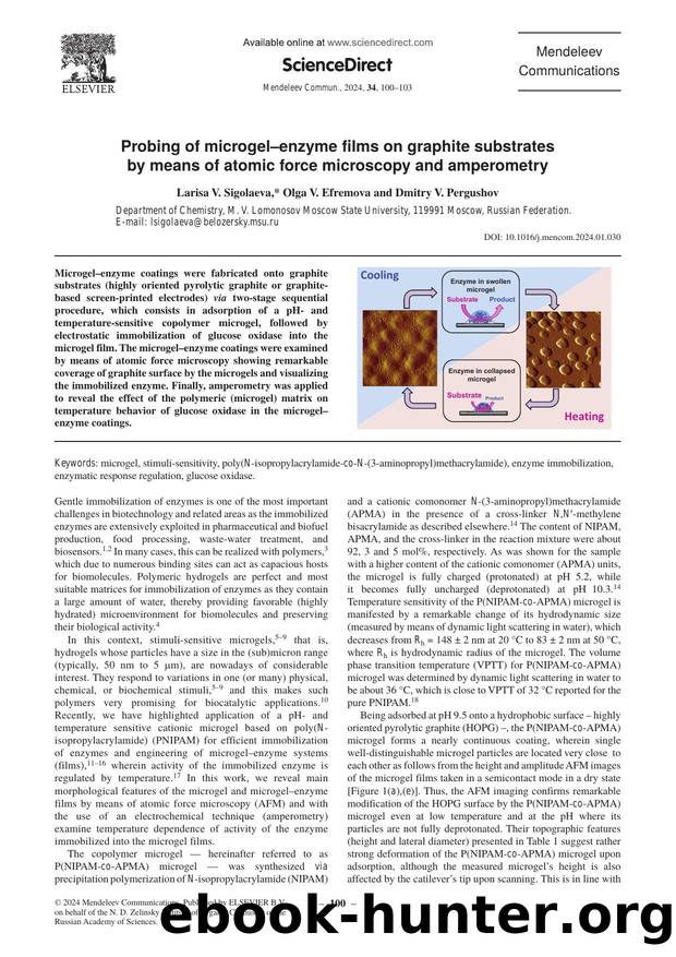 Probing of microgelâenzyme films on graphite substrates by means of atomic force microscopy and amperometry by Larisa V. Sigolaeva & Olga V. Efremova & Dmitry V. Pergushov
