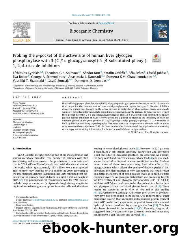 Probing the ÃÂ²-pocket of the active site of human liver glycogen phosphorylase with 3-(C-ÃÂ²-d-glucopyranosyl)-5-(4-substituted-phenyl)-1, 2, 4-triazole inhibitors by unknow