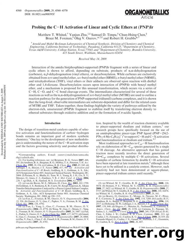 Probing the CâH Activation of Linear and Cyclic Ethers at (PNP)Ir by unknow
