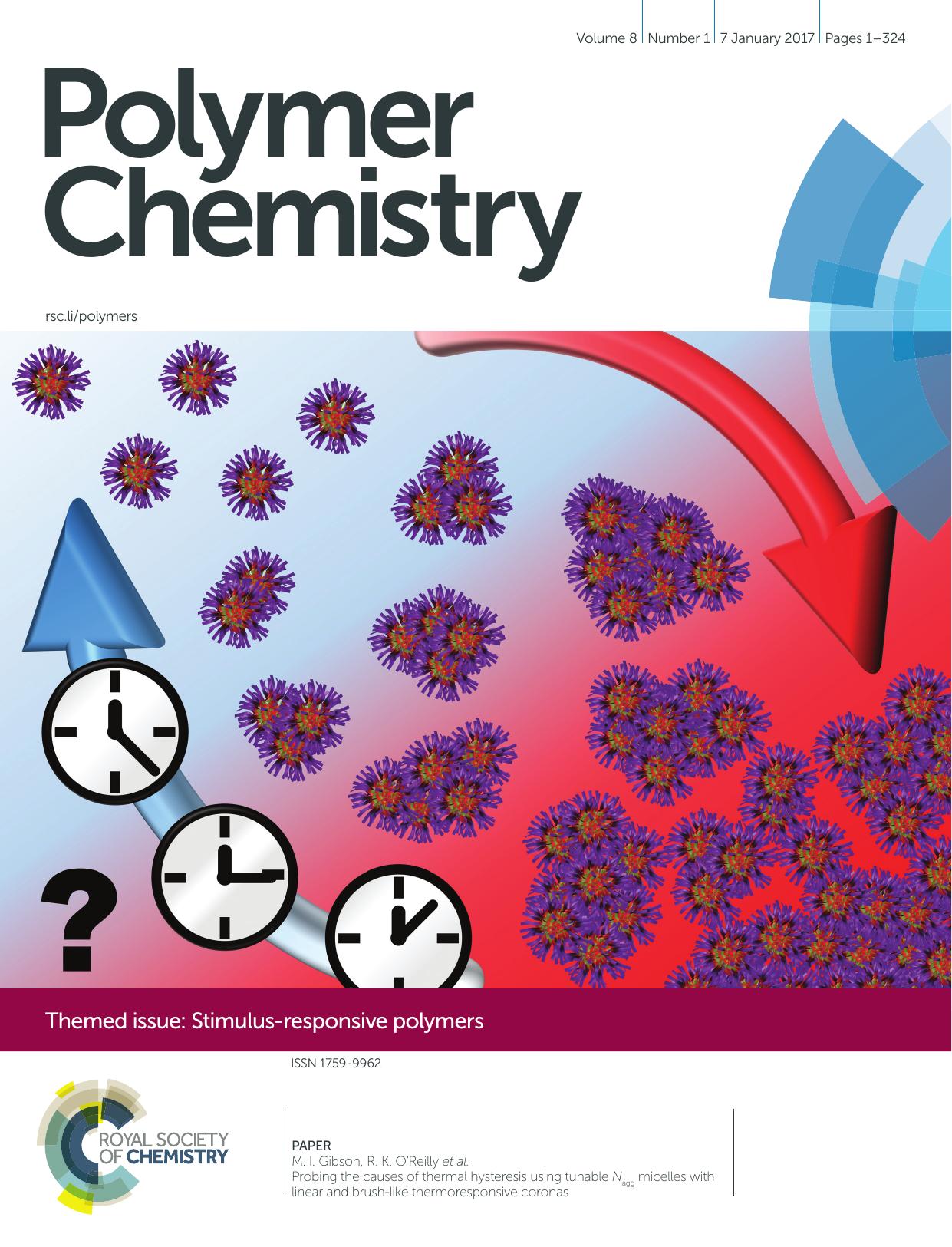 Probing the causes of thermal hysteresis using tunable Nagg micelles with linear and brush-like thermoresponsive coronas by L. D. Blackman M. I. Gibson R. K. O'Reilly