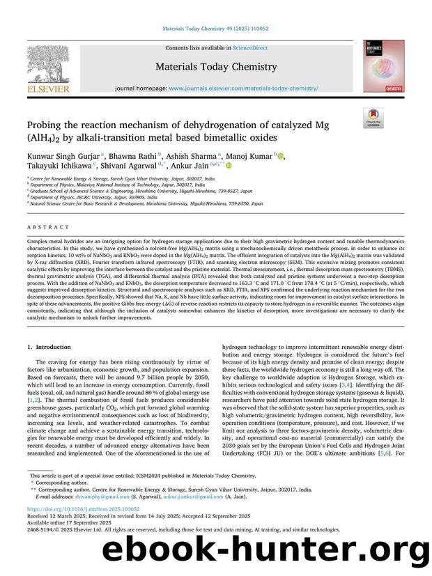 Probing the reaction mechanism of dehydrogenation of catalyzed Mg(AlH4)2 by alkali-transition metal based bimetallic oxides by unknow