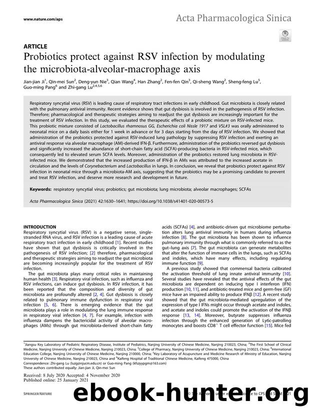 Probiotics protect against RSV infection by modulating the microbiota-alveolar-macrophage axis by unknow