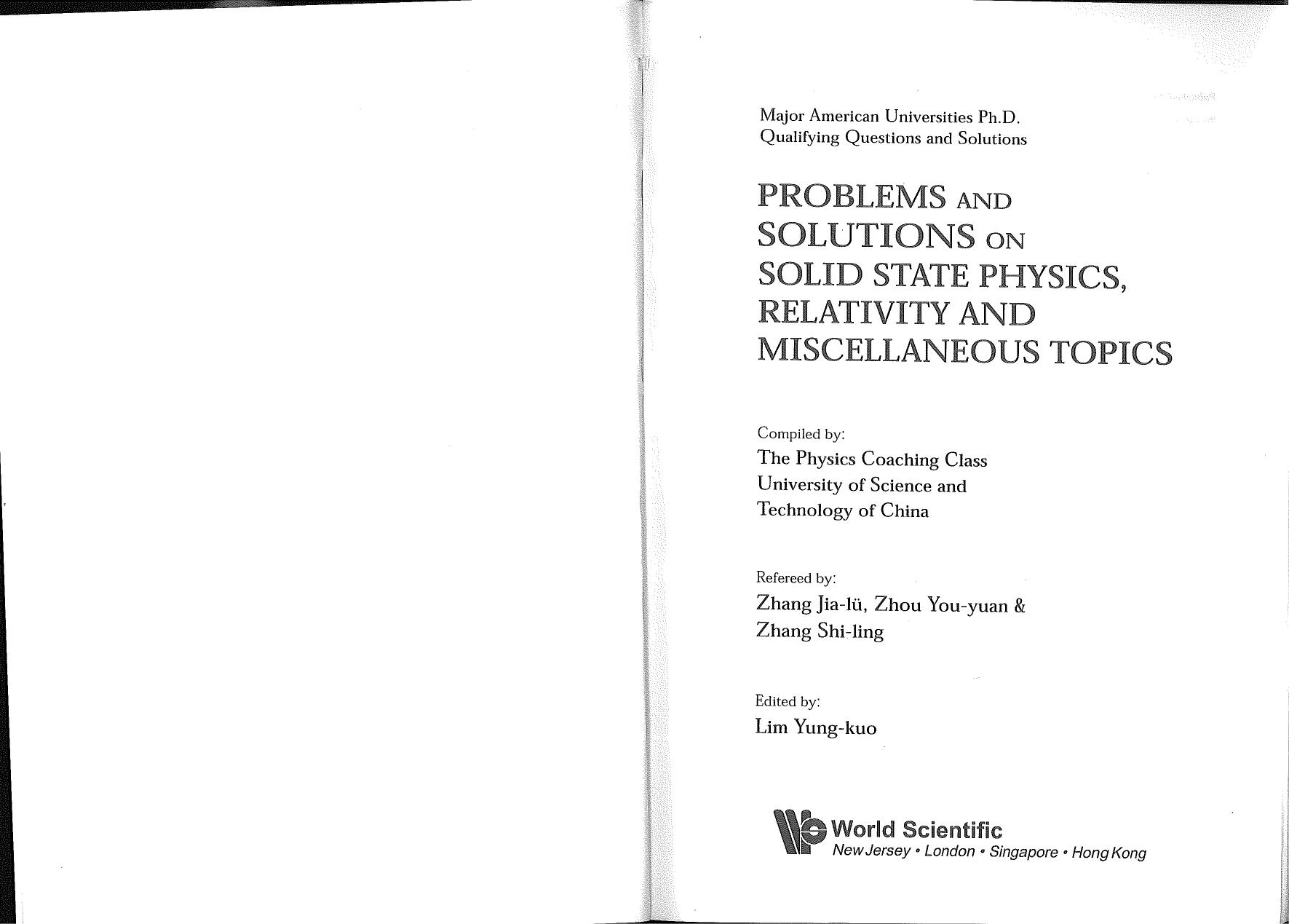 Problems and Solutions on Solid State Physics, Relativity and Miscellaneous Topics by Lim Y