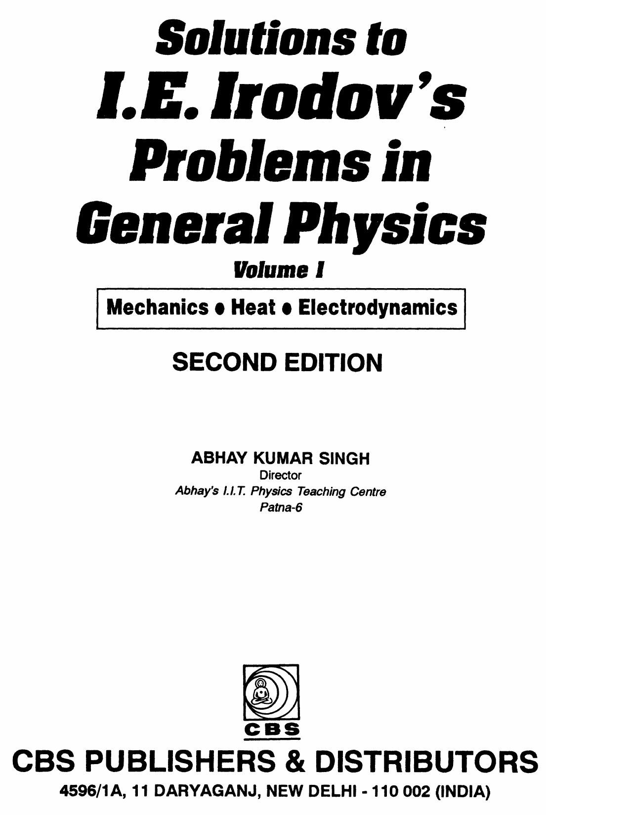 Problems in General Physics - I. Irodov [Solutions Manual] (vol 1) 2nd ed - A. Singh (1998) WW.djvu by John