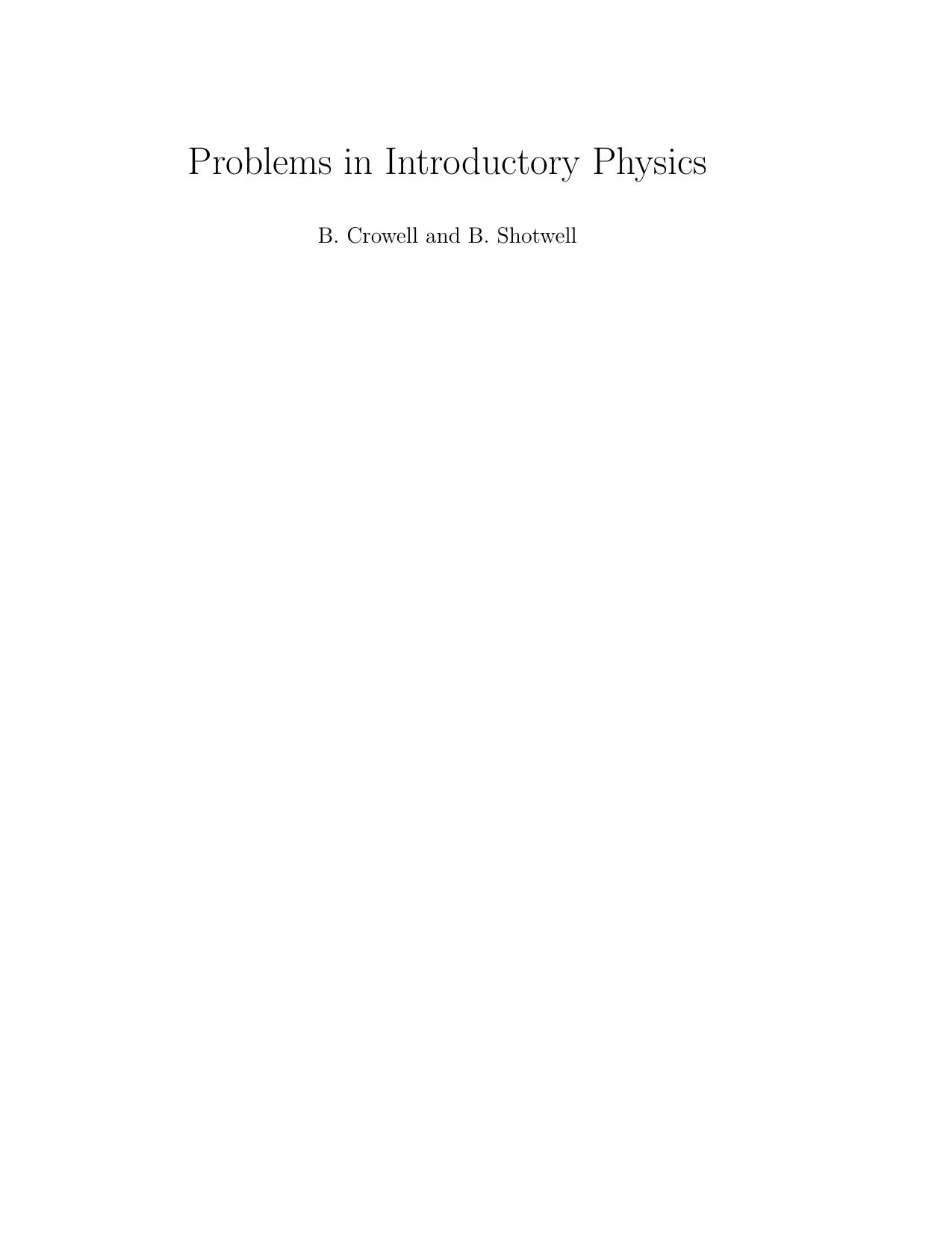 Problems in Introductory Physics by Unknow