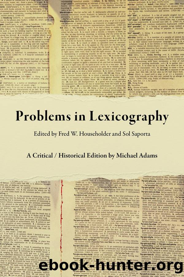 Problems in Lexicography by Michael Adams;Fred D. Householder;Sol Saporta;