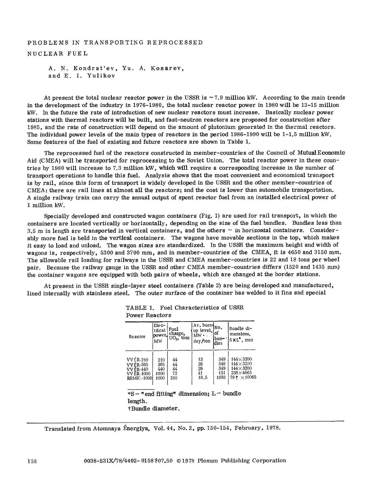 Problems in transporting reprocessed nuclear fuel by Unknown