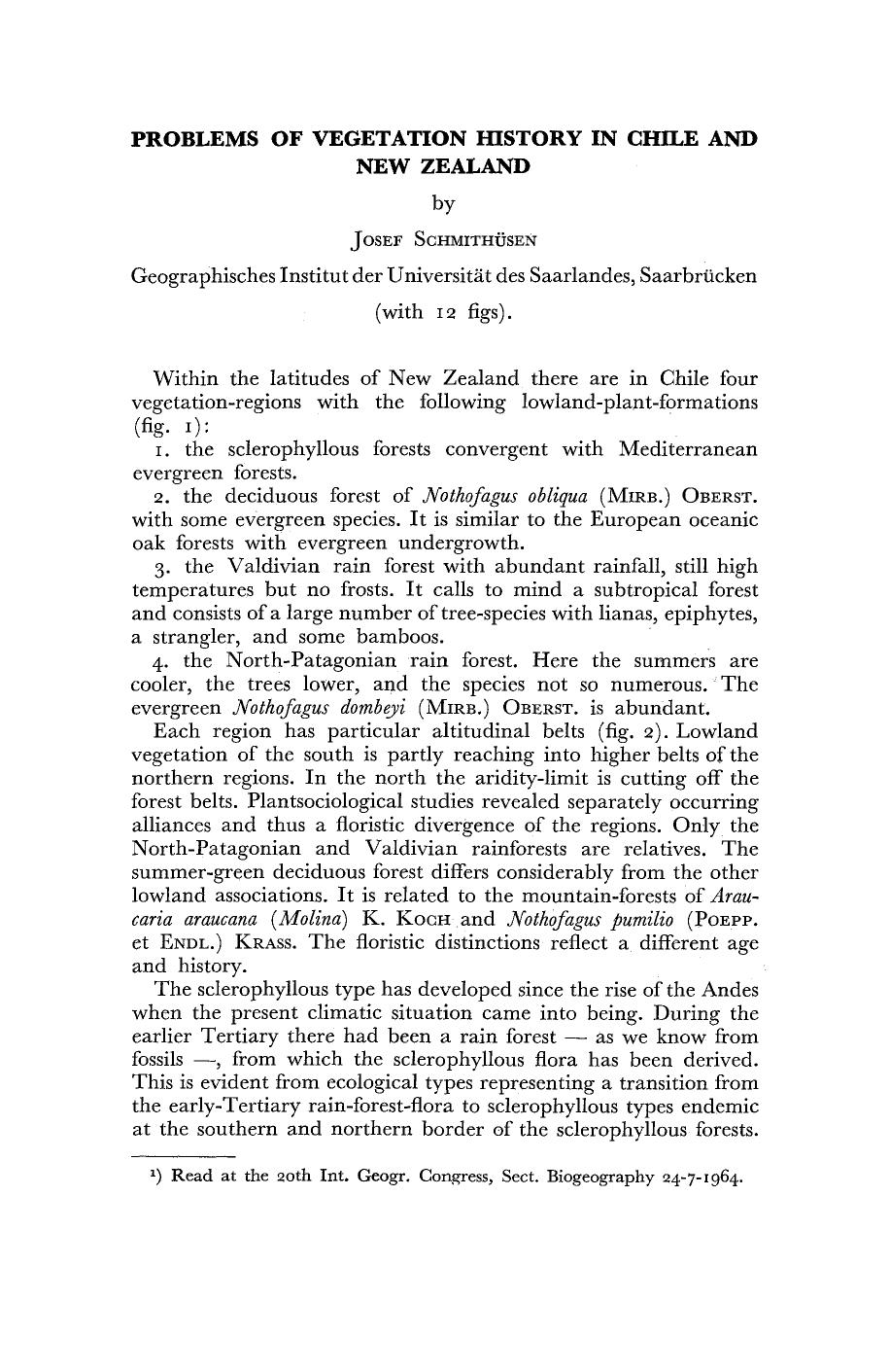 Problems of vegetation history in Chile and New Zealand by Unknown