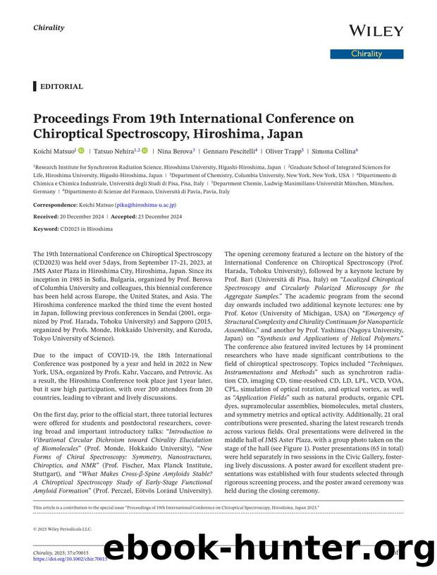 Proceedings From 19th International Conference on Chiroptical Spectroscopy, Hiroshima, Japan by Unknown