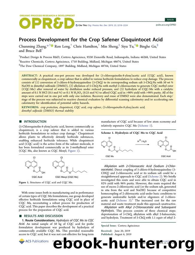 Process Development for the Crop Safener Cloquintocet Acid by Chunming Zhang; Ron Leng; Chris Hamilton; Min Sheng; Siyu Tu; Binghe Gu; Bruce Bell