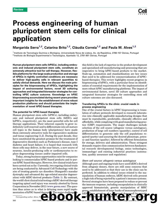 Process engineering of human pluripotent stem cells for clinical application by Margarida Serra