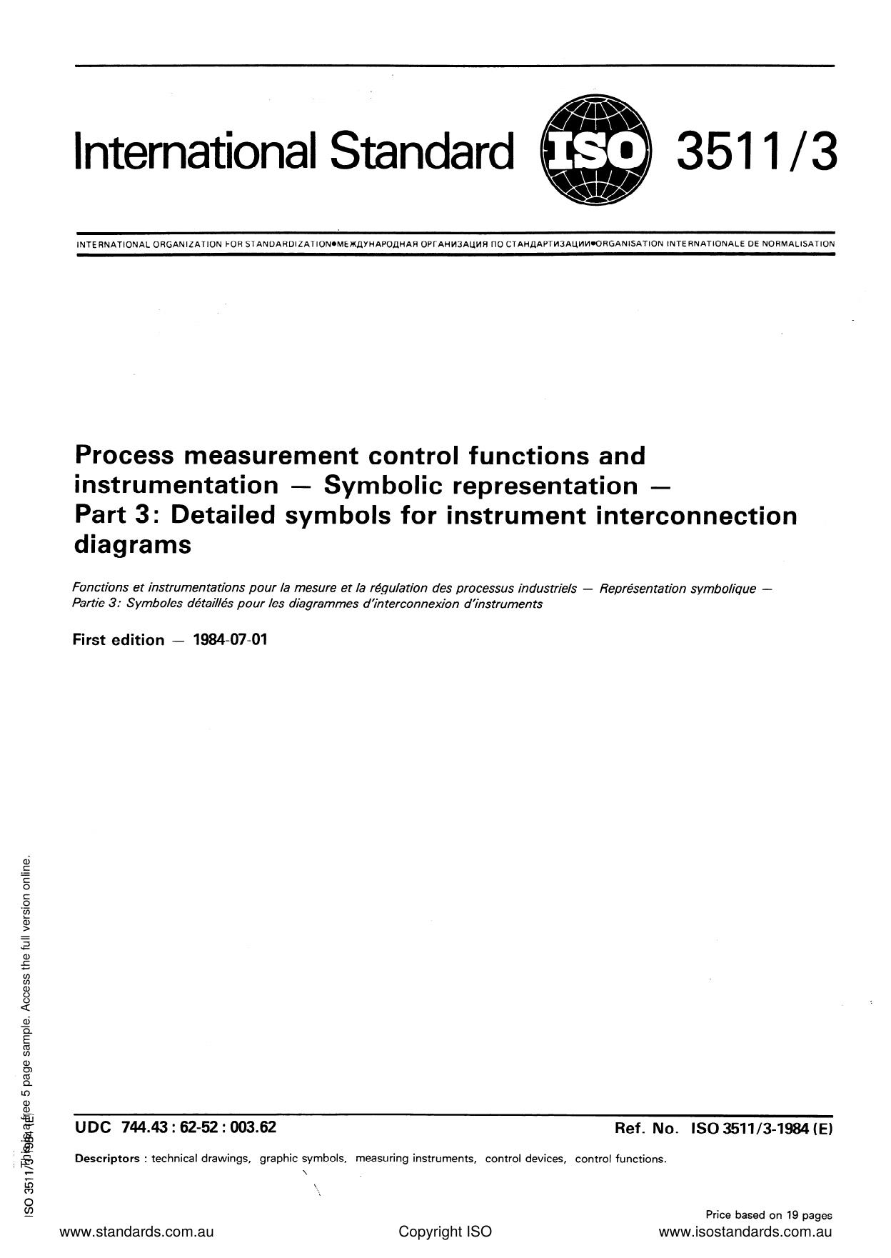 Process measurement control functions and instrumentation - Symbolic representation - Part 3: Detailed symbols for instrument interconnection diagrams by 3