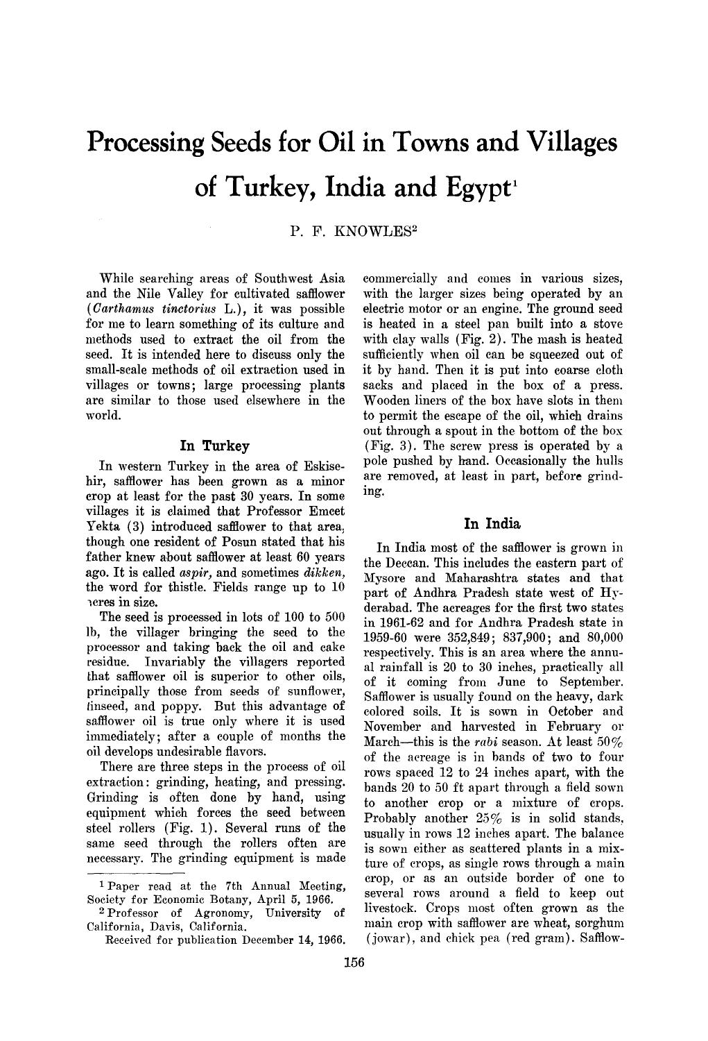 Processing Seeds for Oil in Towns and Villages of Turkey, India and Egypt by Unknown