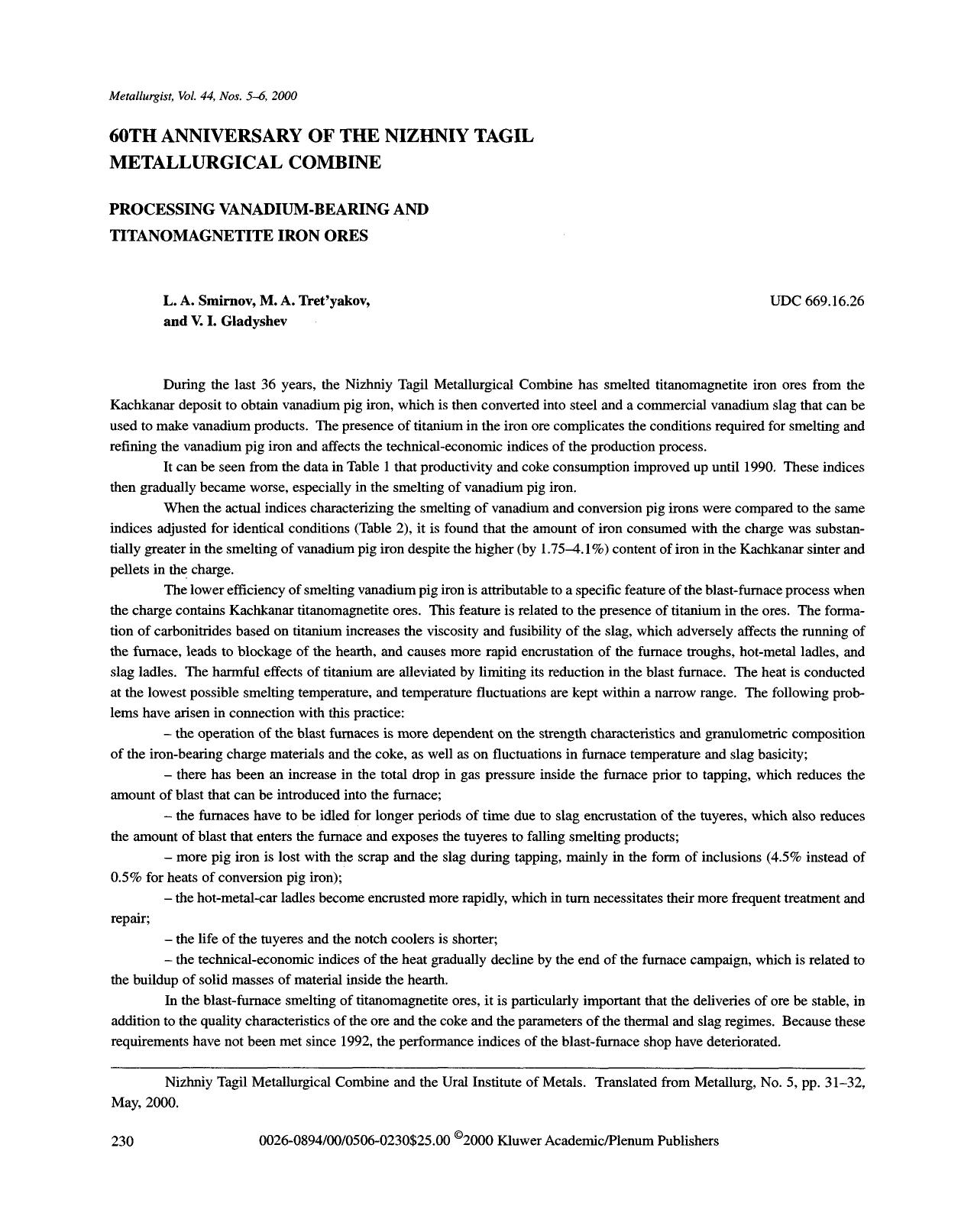 Processing vanadium-bearing and titanomagnetite iron ores by Unknown