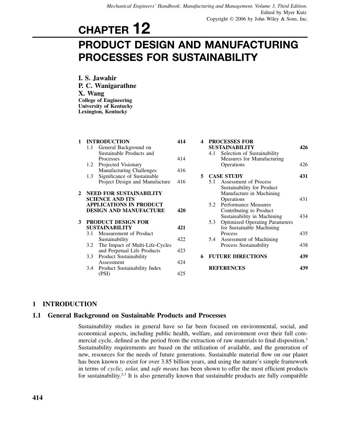 Product Design and Manufacturing Processes for Sustainability by penta