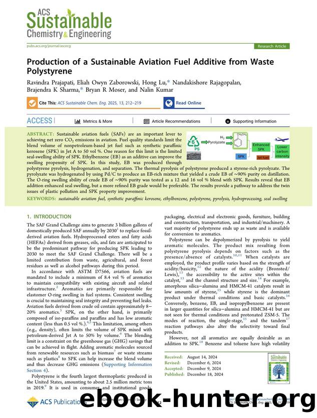Production of a Sustainable Aviation Fuel Additive from Waste Polystyrene by unknow