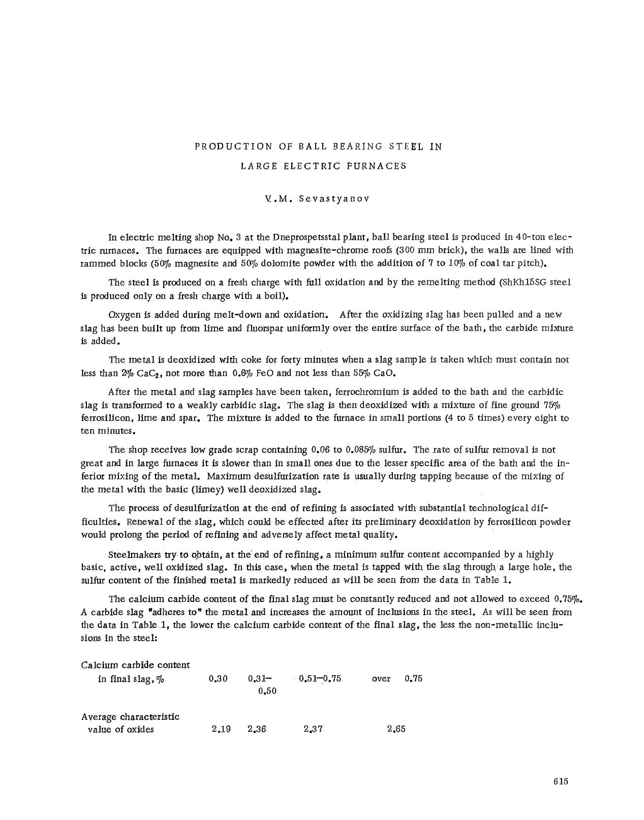 Production of ball bearing steel in large electric furnaces by Unknown
