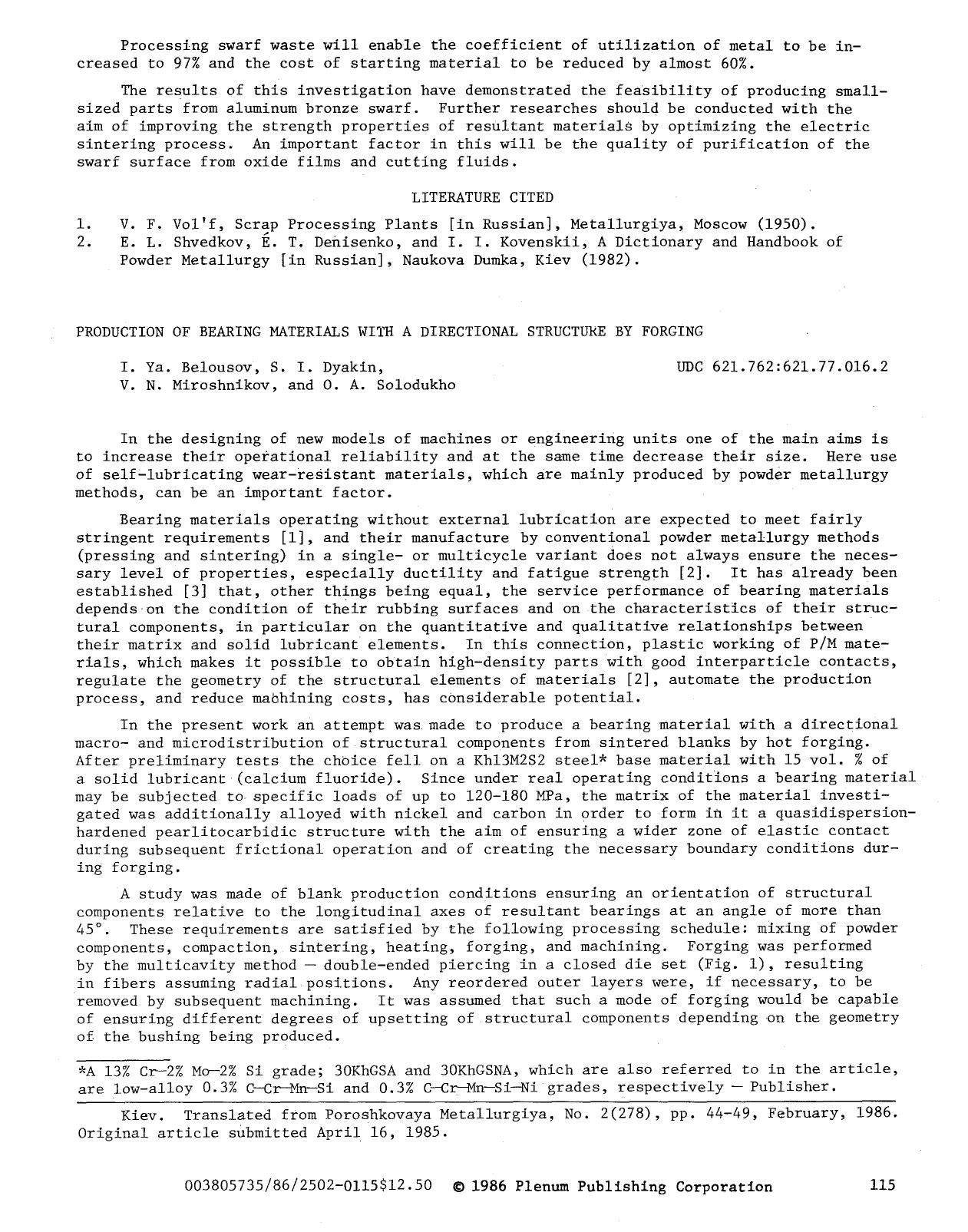 Production of bearing materials with a directional structure by forging by Unknown