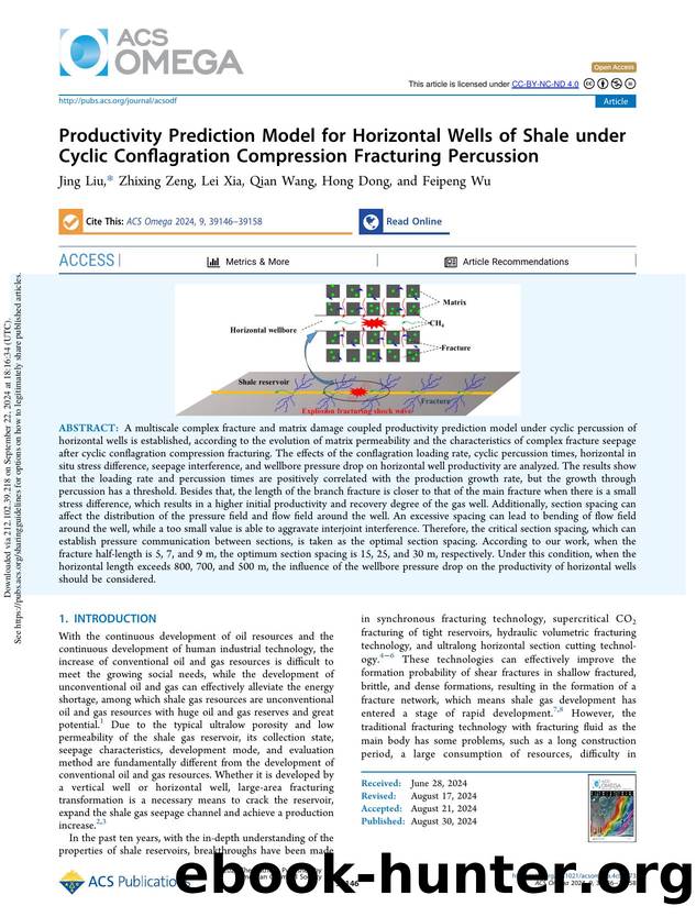 Productivity Prediction Model for Horizontal Wells of Shale under Cyclic Conflagration Compression Fracturing Percussion by Jing Liu Zhixing Zeng Lei Xia Qian Wang Hong Dong & Feipeng Wu