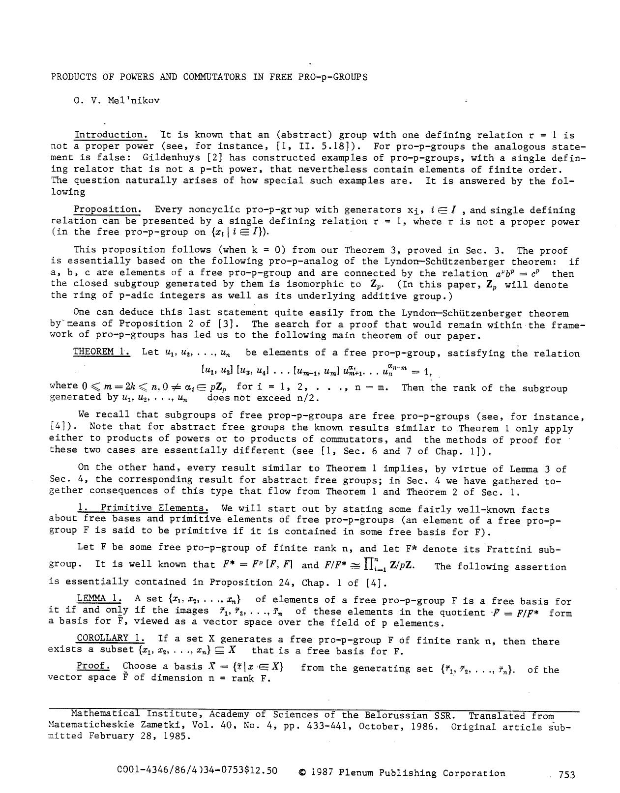 Products of powers and commutators in free pro-p-groups by Unknown