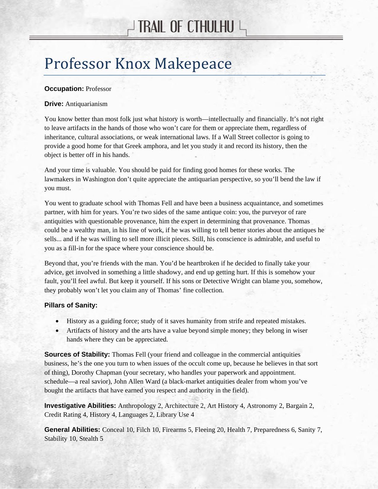 Prof. Knox Makepeace by Unknown