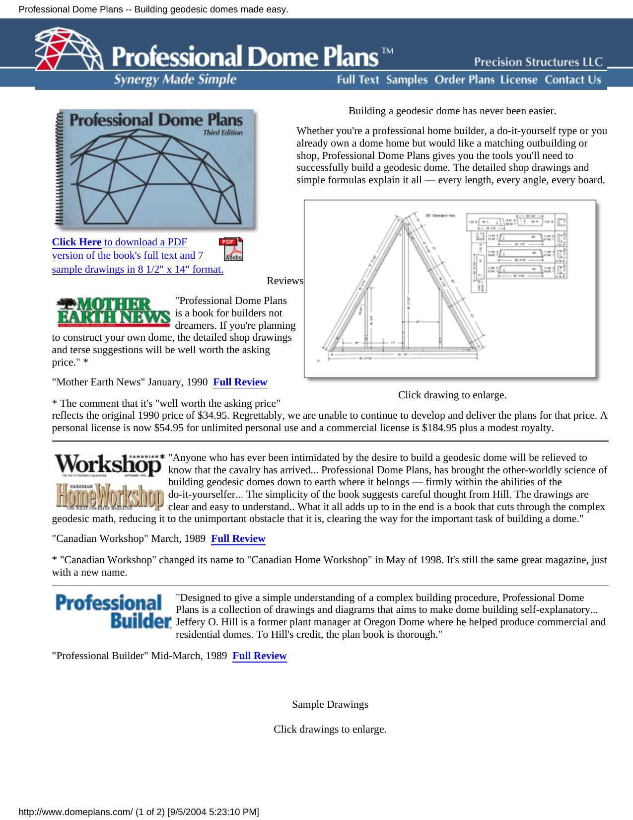 Professional Dome Plans -- Building geodesic domes made easy. by Unknown