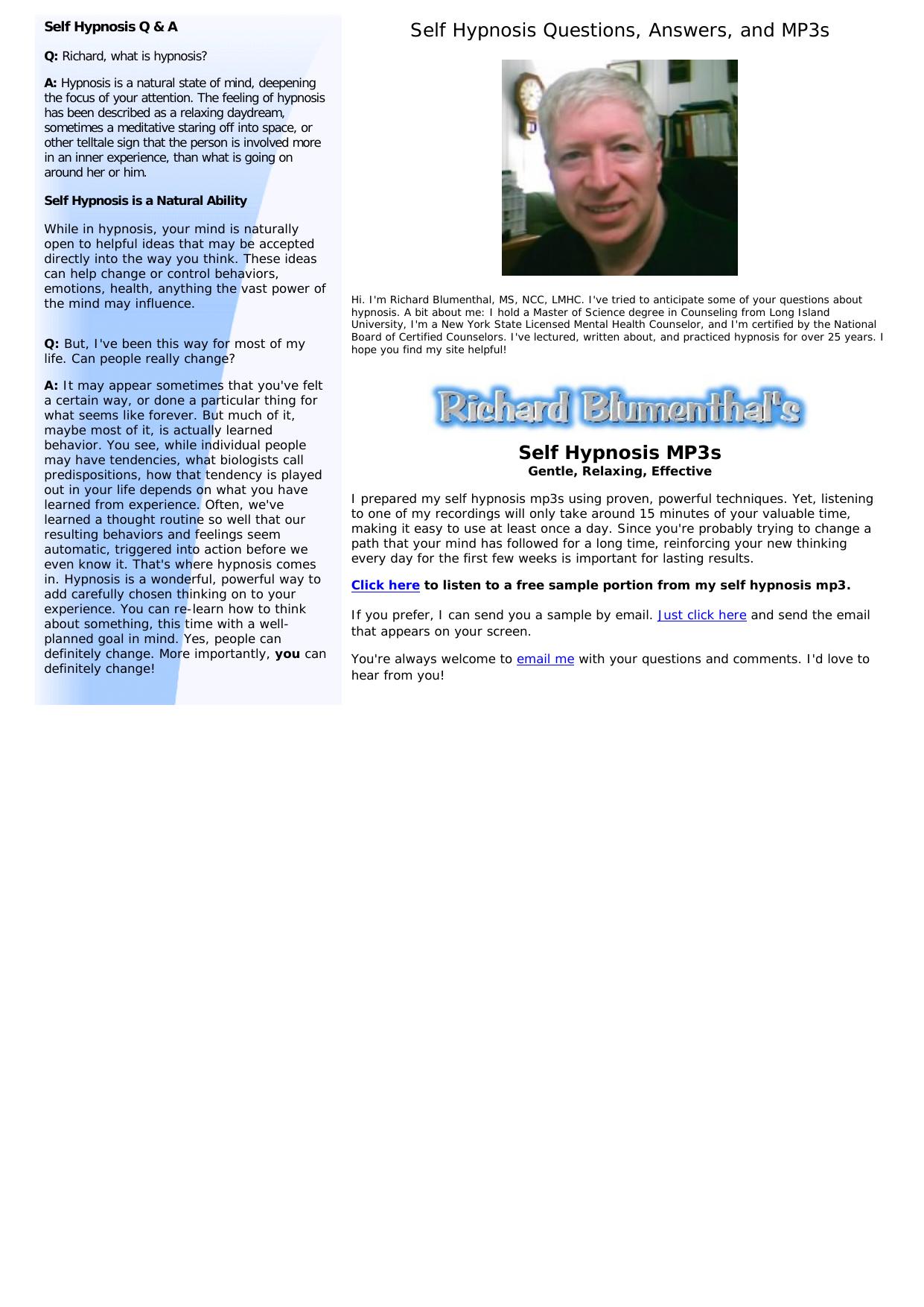 Professional Self Hypnosis MP3s By Email. by Best of Kuszter's Collection