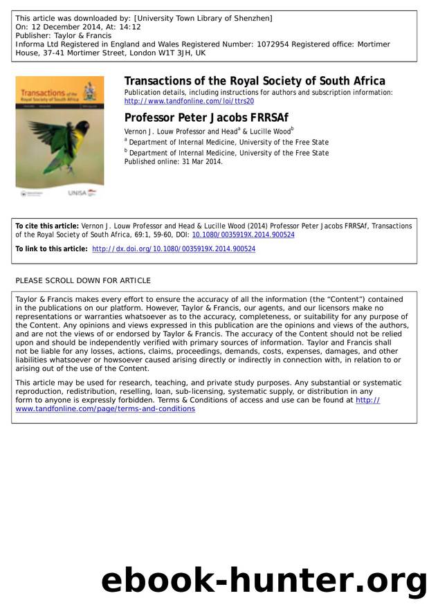 Professor Peter Jacobs FRRSAf by Unknown