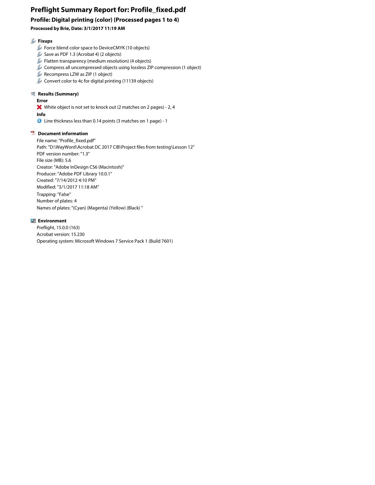 Profile fixed report by Unknown