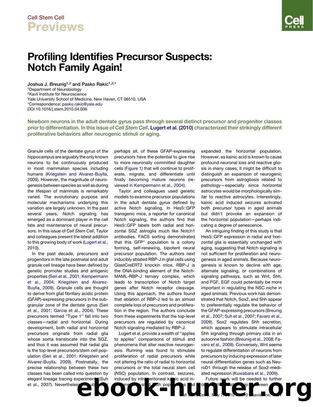 Profiling Identifies Precursor Suspects: Notch Family Again! by Joshua J. Breunig; Pasko Rakic