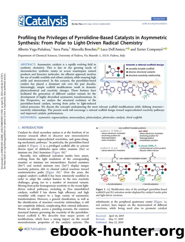 Profiling the Privileges of Pyrrolidine-Based Catalysts in Asymmetric Synthesis: From Polar to Light-Driven Radical Chemistry by Alberto Vega-Peñaloza Suva Paria Marcella Bonchio Luca Dell’Amico & Xavier Companyó