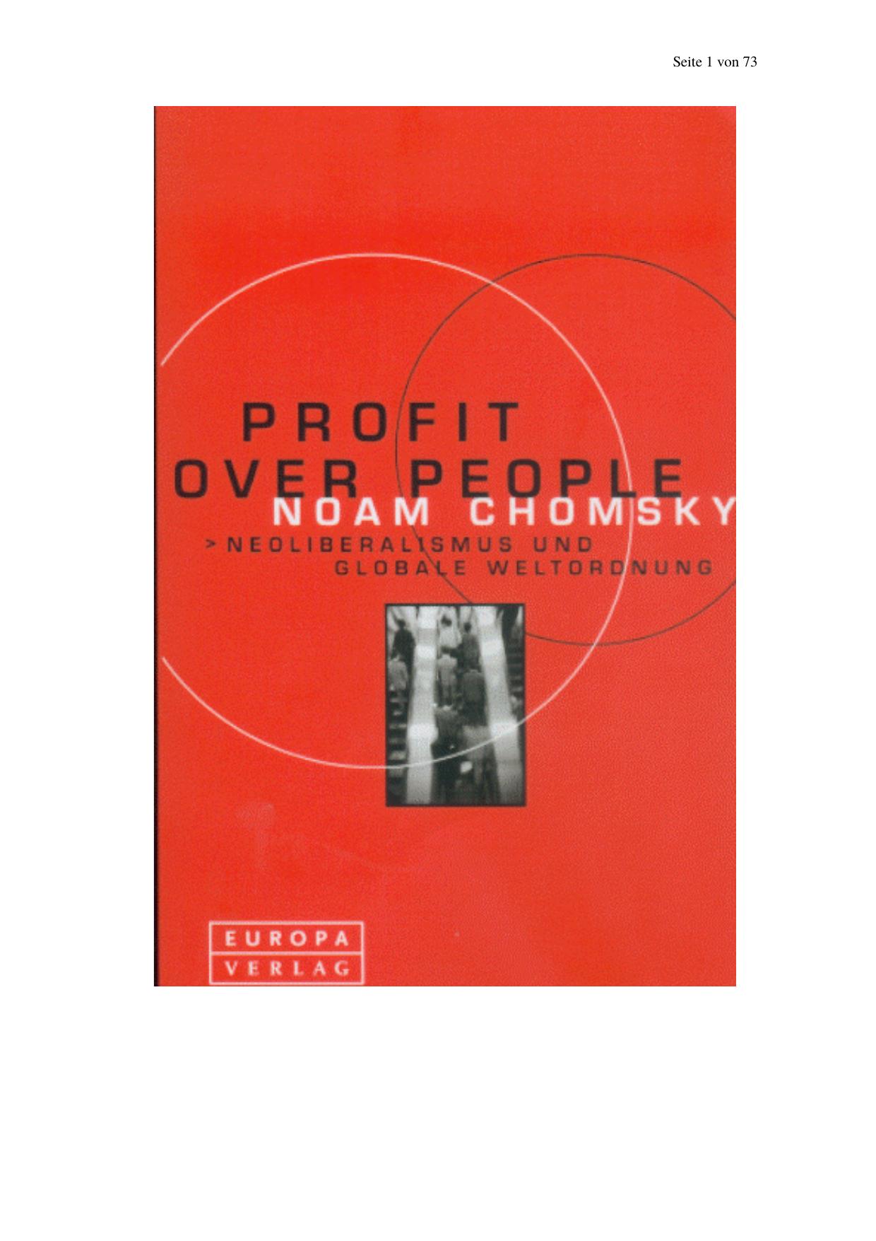 Profit Over People: Neoliberalism & Global Order by Noam Chomsky & Robert W. McChesney