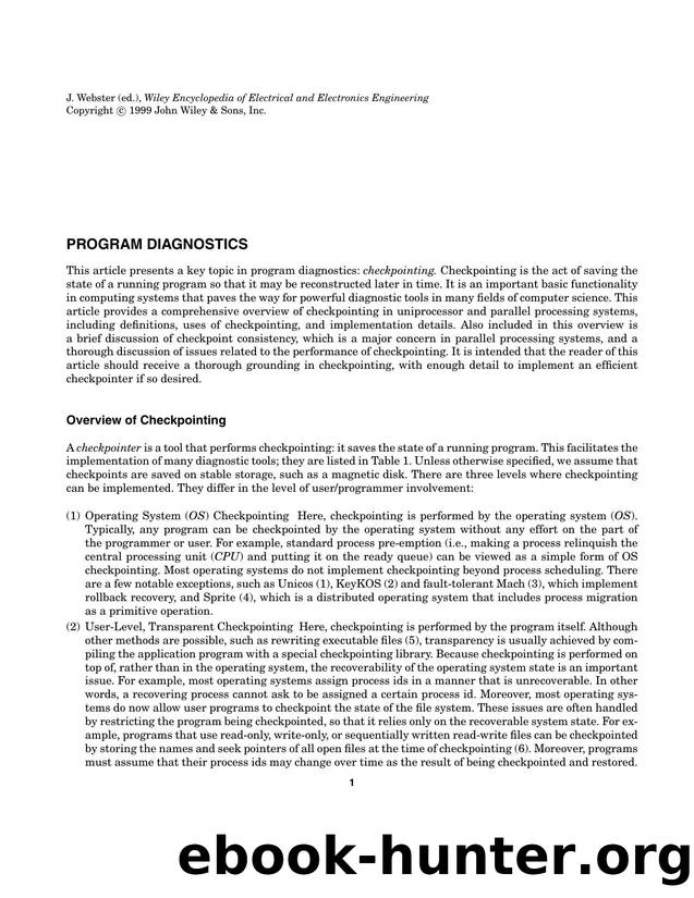 Program Diagnostics". In: Wiley Encyclopedia of Electrical and Electronics Engineering by Unknown