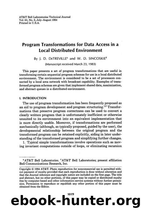 Program Transformations for Data Access in a Local Distributed Environment by Unknown