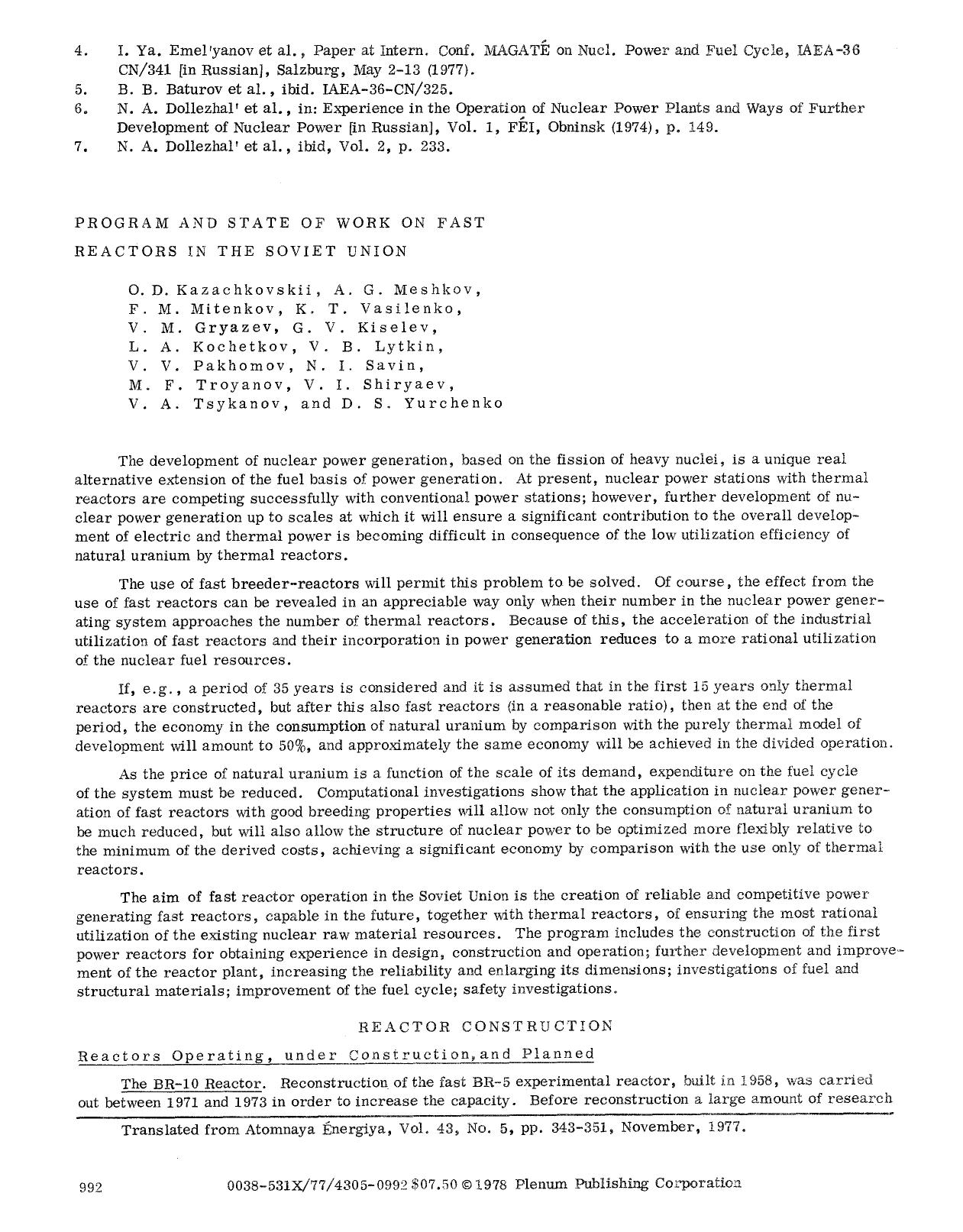 Program and state of work on fast reactors in the Soviet Union by Unknown