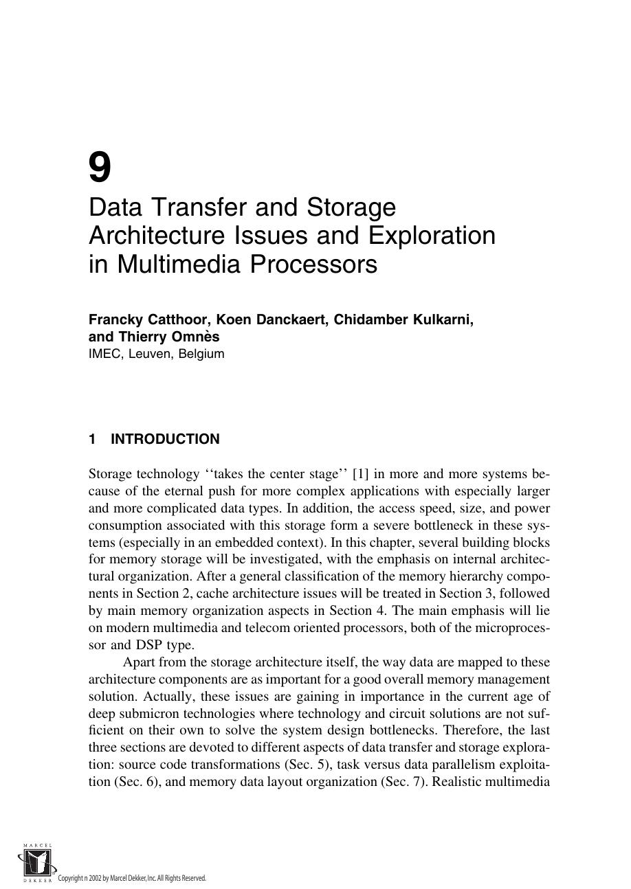 Programmable Digital Signal Processors Architecture, Programming, and Applications by Francky Catthoor et al