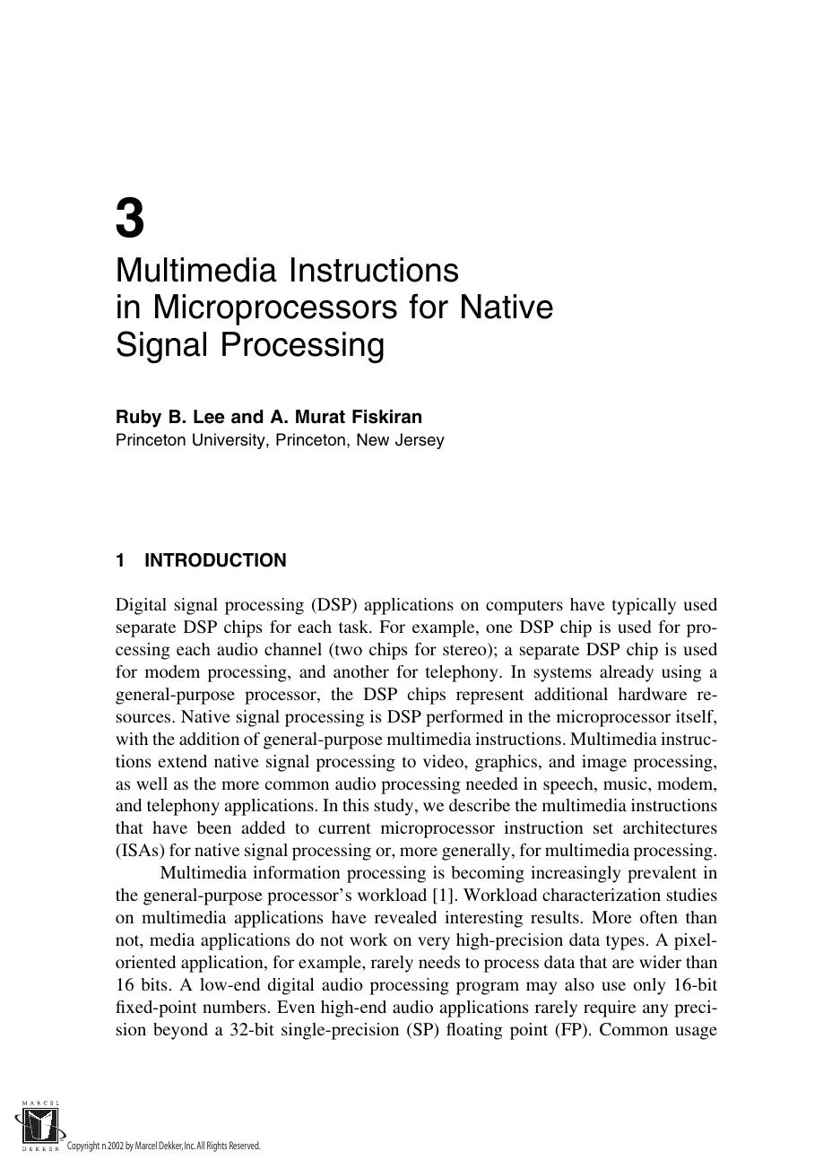 Programmable Digital Signal Processors Architecture, Programming, and Applications by Ruby B. Lee and A. Murat Fiskiran