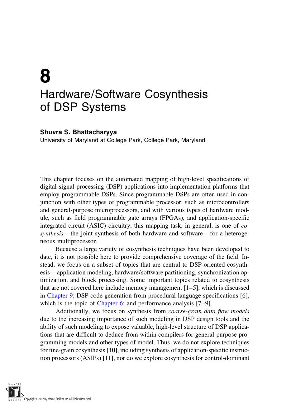 Programmable Digital Signal Processors Architecture, Programming, and Applications by Shuvra S. Bhattacharyya