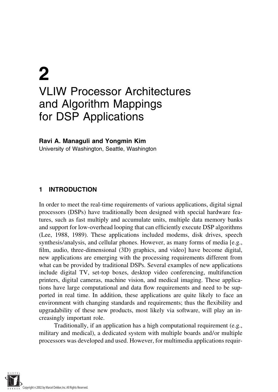 Programmable digital signal processors: architecture, programming, and applications by Hu Yu Hen