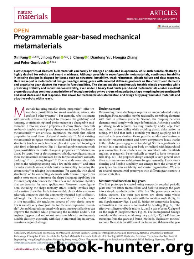 Programmable gear-based mechanical metamaterials by Xin Fang & Jihong Wen & Li Cheng & Dianlong Yu & Hongjia Zhang & Peter Gumbsch