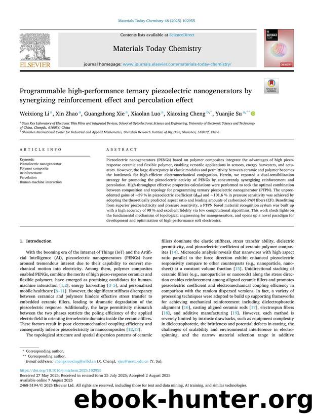 Programmable high-performance ternary piezoelectric nanogenerators by synergizing reinforcement effect and percolation effect by Weixiong Li & Xin Zhao & Guangzhong Xie & Xiaolan Luo & Xiaoxing Cheng & Yuanjie Su
